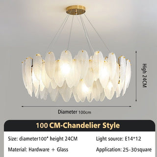 Glass Feather Chandelier: Elegant Lighting Fixture-Chandeliers