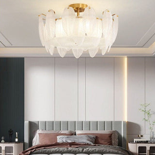 Glass Feather Chandelier: Elegant Lighting Fixture-Chandeliers