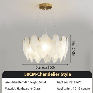 Glass Feather Chandelier: Elegant Lighting Fixture-Chandeliers