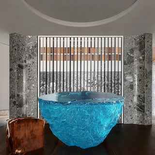 Glass Resin Rocky Glacier Designer Coffee Table-Coffee Table
