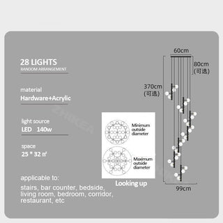 Globe Stems Chandelier: Exquisite Lighting Fixture-Staircase Chandeliers