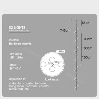 Globe Stems Chandelier: Exquisite Lighting Fixture-Staircase Chandeliers