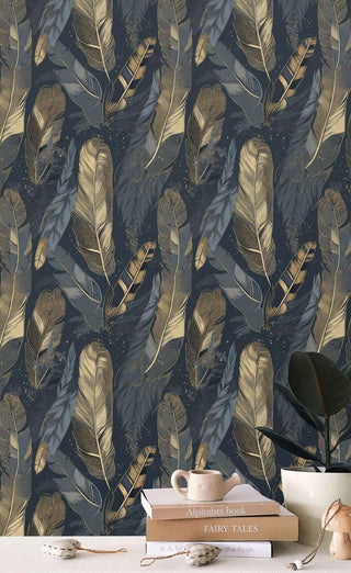 Gloden Gray Leaves Wallpaper Mural-Flower & Leaf Wallpaper