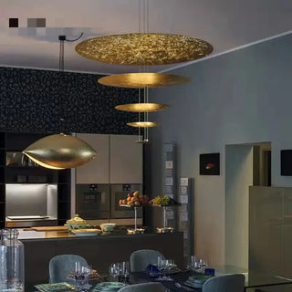 Gold Foil Brushed Nickel Lobby Chandelier-Chandeliers