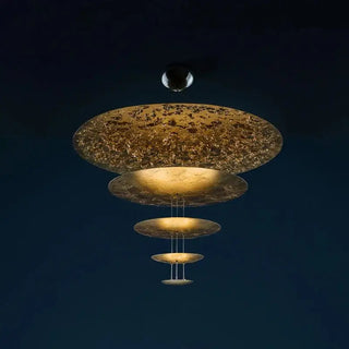 Gold Foil Brushed Nickel Lobby Chandelier-Chandeliers