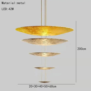 Gold Foil Brushed Nickel Lobby Chandelier-Chandeliers