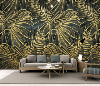 Gold Leafs Pattern Wallpaper Murals-Flower & Leaf Wallpaper