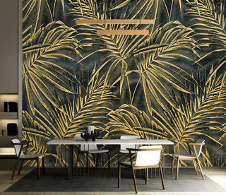 Gold Leafs Pattern Wallpaper Murals-Flower & Leaf Wallpaper
