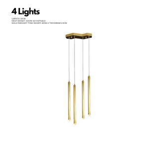 Gold Tubes LED Minimalistic Chandelier - Electroplated-Kitchen Island
