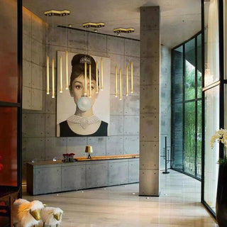 Gold Tubes LED Minimalistic Chandelier - Electroplated-Kitchen Island