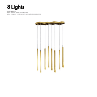 Gold Tubes LED Minimalistic Chandelier - Electroplated-Kitchen Island