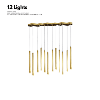 Gold Tubes LED Minimalistic Chandelier - Electroplated-Kitchen Island
