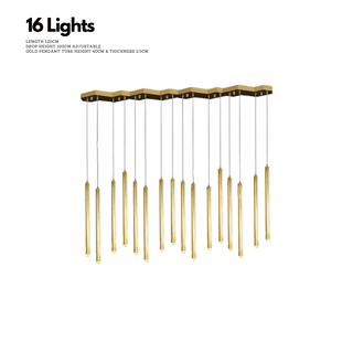 Gold Tubes LED Minimalistic Chandelier - Electroplated-Kitchen Island