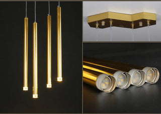 Gold Tubes LED Minimalistic Chandelier - Electroplated-Kitchen Island