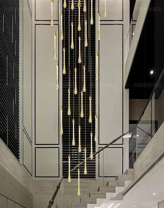 Gold Water Drop Crystal Pendant LED Chandelier Lighting-Staircase Chandeliers