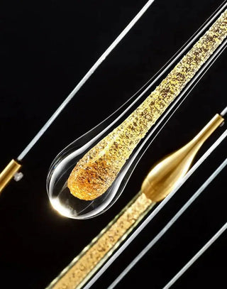 Gold Water Drop Crystal Pendant LED Chandelier Lighting-Staircase Chandeliers