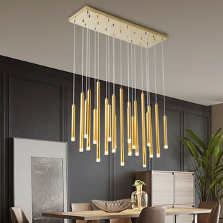 Gold and Black Long Tubes LED Chandelier Light-Chandeliers