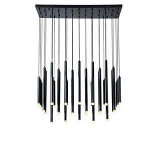 Gold and Black Long Tubes LED Chandelier Light-Chandeliers