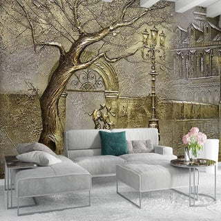 Golden Passage: Walk to Home in Winter Wallpaper-Trees Wallpaper