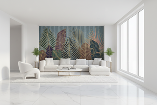 Golden line Leafs Wallpaper Murals