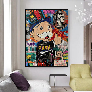 Graffiti Artwork Monopoly Rich Man Canvas Wall Art-Wall Posters
