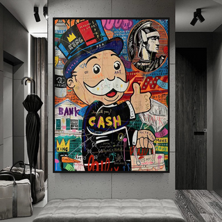 Graffiti Artwork Monopoly Rich Man Canvas Wall Art-Wall Posters