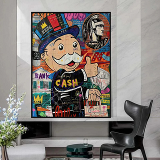Graffiti Artwork Monopoly Rich Man Canvas Wall Art-Wall Posters