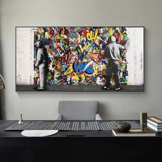 Graffiti Banksy Paintings on The Wall Canvas Wall Art-Wall Posters