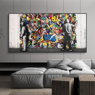 Graffiti Banksy Paintings on The Wall Canvas Wall Art-Wall Posters