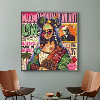 Graffiti Pop Wall Art Lovers Kiss Canvas Wall Art-Wall Posters