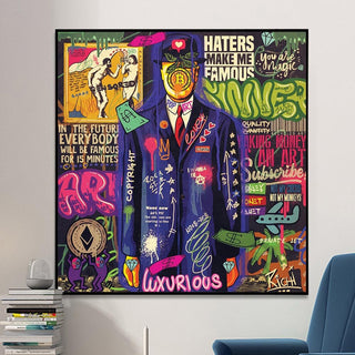 Graffiti Pop Wall Art Lovers Kiss Canvas Wall Art-Wall Posters