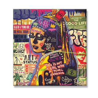 Graffiti Pop Wall Art Lovers Kiss Canvas Wall Art-Wall Posters