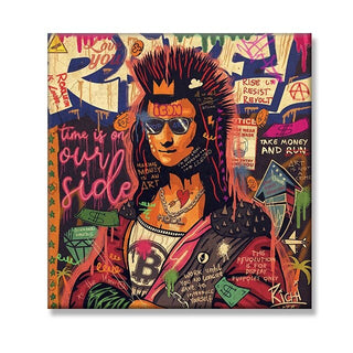 Graffiti Pop Wall Art Lovers Kiss Canvas Wall Art-Wall Posters