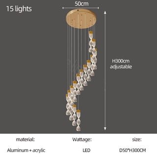 Grand Twirl Staircase Chandelier: Premium Lighting Solution-Staircase Chandeliers