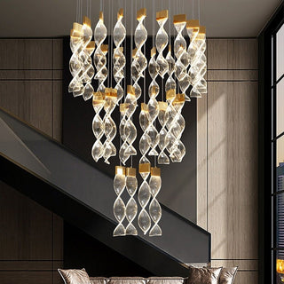 Grand Twirl Staircase Chandelier: Premium Lighting Solution-Staircase Chandeliers