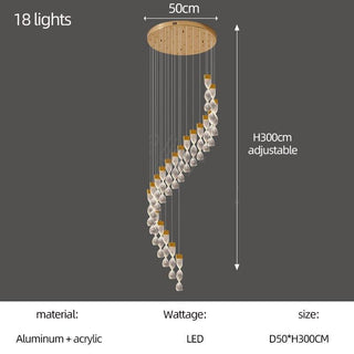Grand Twirl Staircase Chandelier: Premium Lighting Solution-Staircase Chandeliers