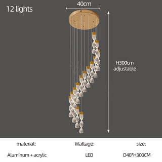 Grand Twirl Staircase Chandelier: Premium Lighting Solution-Staircase Chandeliers