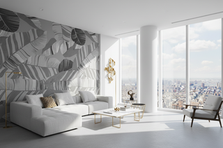 Gray Leaves Pattern Wallpaper Mural
