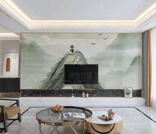 Green Hill Wallpaper Murals: Revitalize Your Space-Flower & Leaf Wallpaper