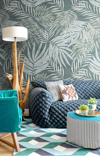 Green Sketch Leaves Wallpaper Mural-Flower & Leaf Wallpaper