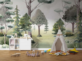 Green Trees Wallpaper Mural: Beautify Your Space-Trees Wallpaper