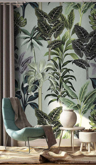 Green Tropical Haven Wallpaper Mural-Flower & Leaf Wallpaper