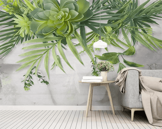 Greenery Wallpaper Mural: Effortless Nature-Inspired Beauty-Flower & Leaf Wallpaper