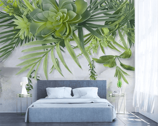 Greenery Wallpaper Mural: Effortless Nature-Inspired Beauty-Flower & Leaf Wallpaper