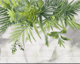 Greenery Wallpaper Mural: Effortless Nature-Inspired Beauty-Flower & Leaf Wallpaper