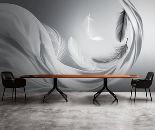 Grey Feathers Wallpaper Murals-Marble Design Wallpaper
