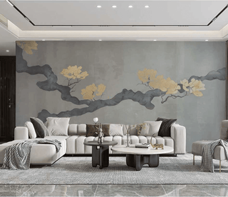 Grey Gold Tree Trunk Wallpaper Murals - Stunning Design-Trees Wallpaper