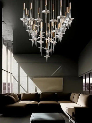 Hand Blown Crystal Glass Chandelier with LED Bulbs – Pendant Light for Hallways-Staircase Chandeliers