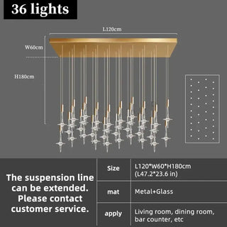 Hand Blown Crystal Glass Chandelier with LED Bulbs – Pendant Light for Hallways-Staircase Chandeliers