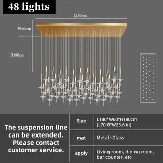 Hand Blown Crystal Glass Chandelier with LED Bulbs – Pendant Light for Hallways-Staircase Chandeliers